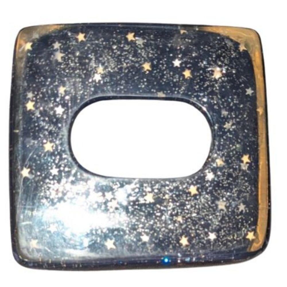 Vintage 90's Celestial Resin Encased Tissue Box Dispenser Dark Blue Gold Stars - Picture 3 of 3
